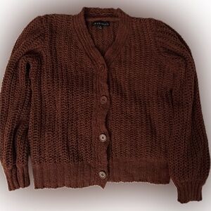 Girls Brown Knit Comfy Cardigan Sweater